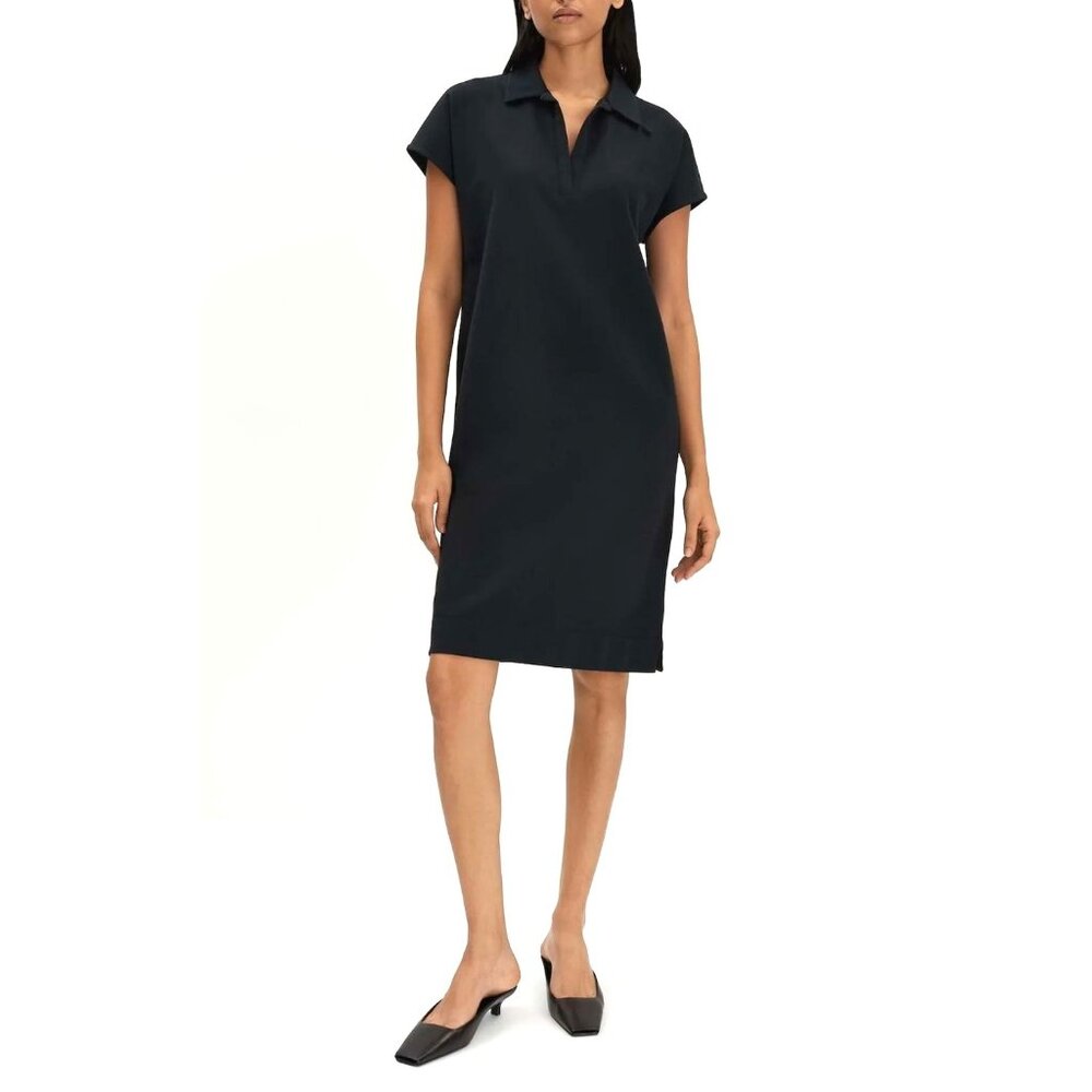 Banana Republic Navy Blue Collared Knit Classic Shirt Dress Size S Tall Timeless